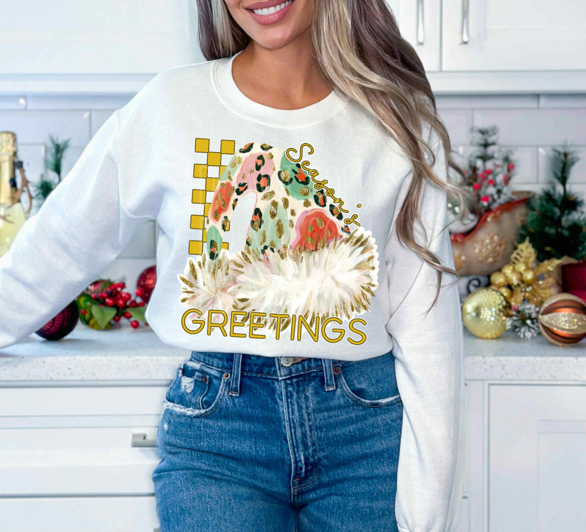 Greetings Santa hat EXCLUSIVE DTF transfer