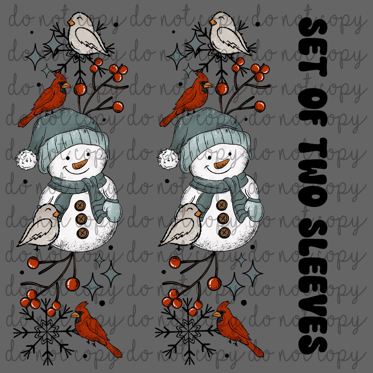 Snowman and Birds (set of two sleeves) sunday special DTF transfer