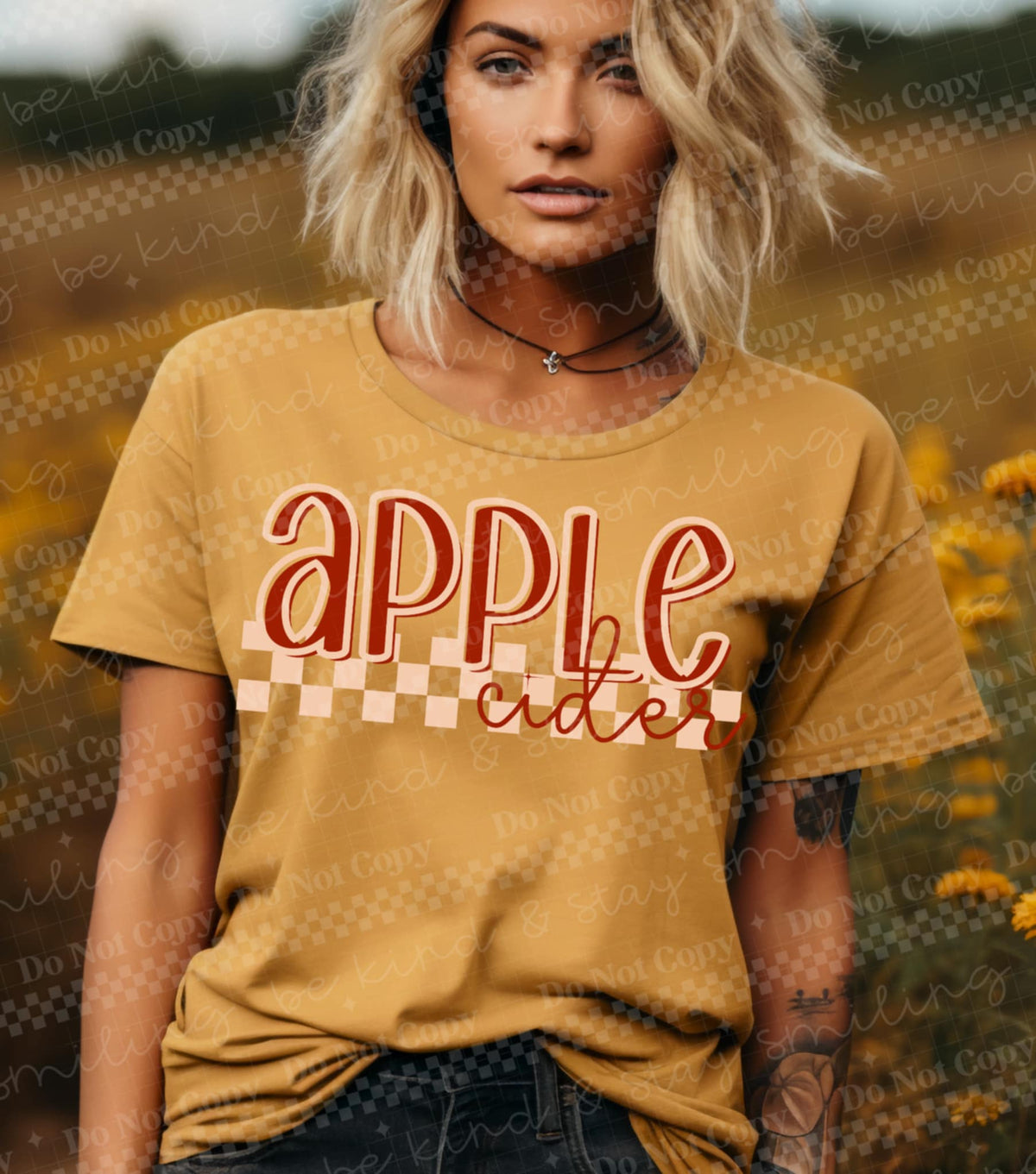 Apple Cider with checker strip 111247 DTF transfer