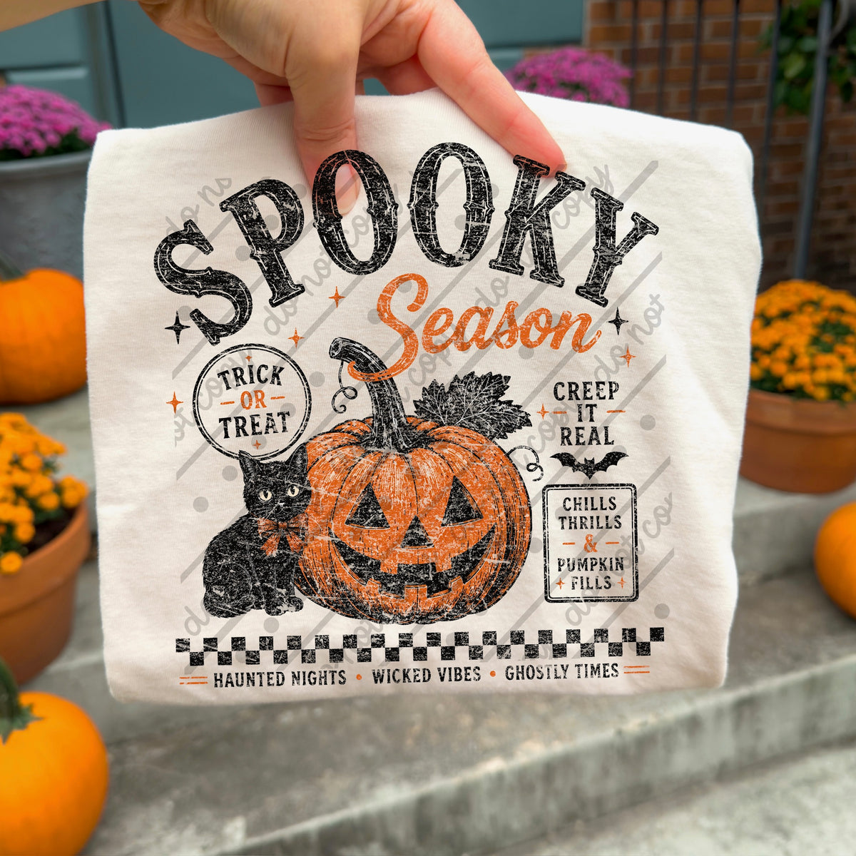 Spooky season with ghost and cat DTF Transfer