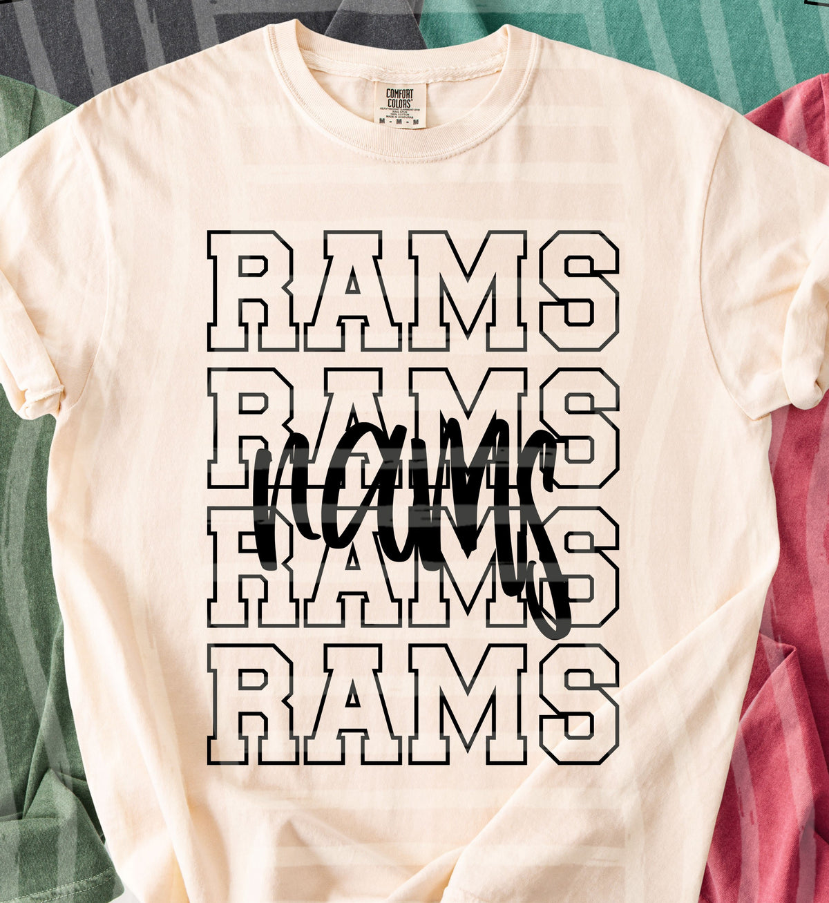 rams simple stacked outlines (Caplinger) DTF Transfer