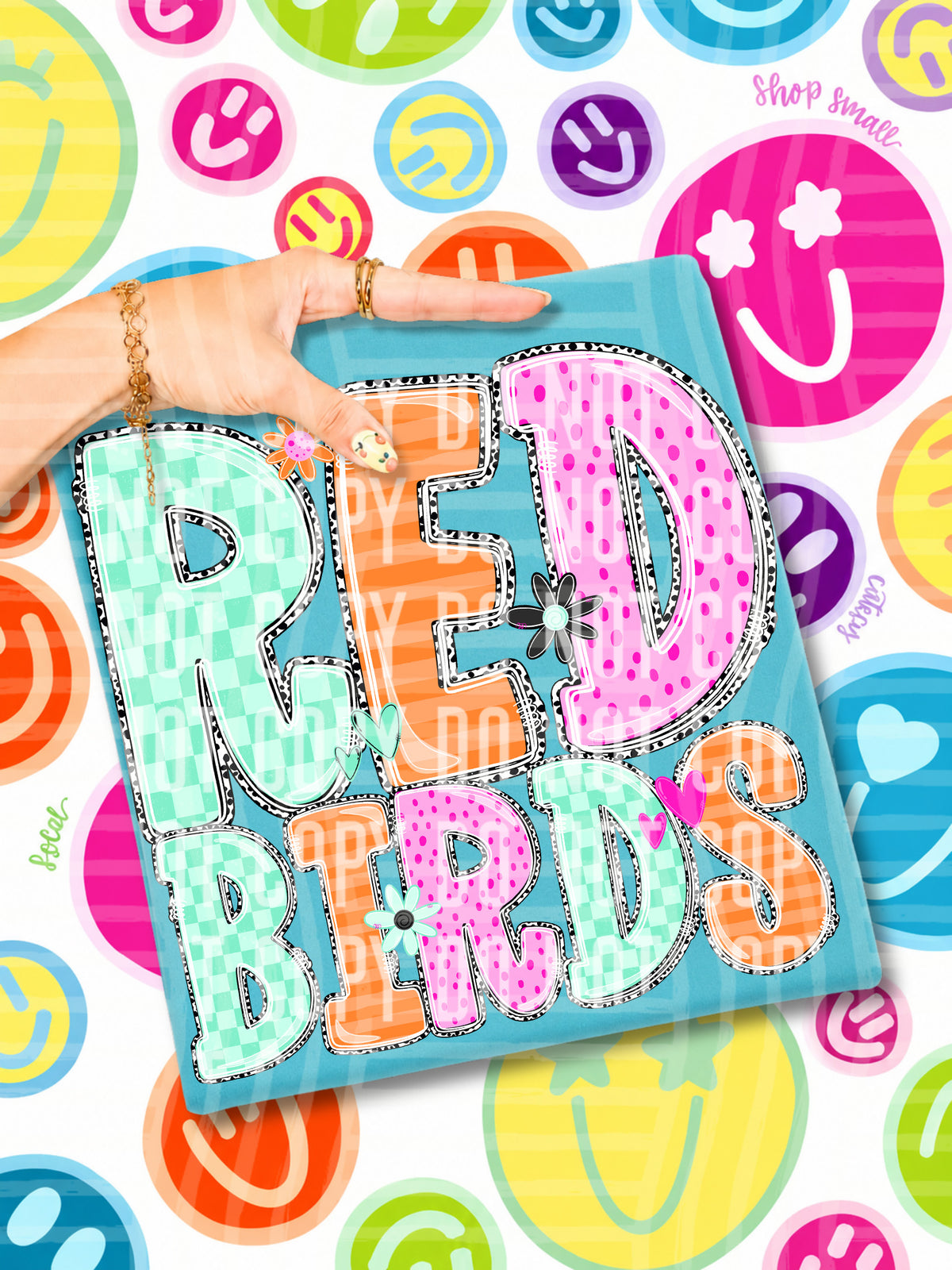 red birds 22 happy blooms (caplinger) DTF transfer