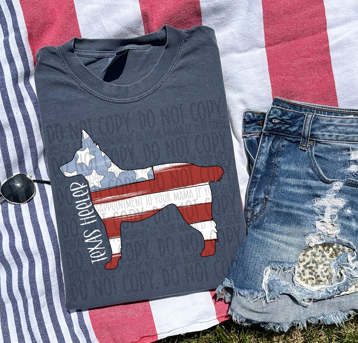 TEXAS HEELER patriotic white (SWD) DTF transfer