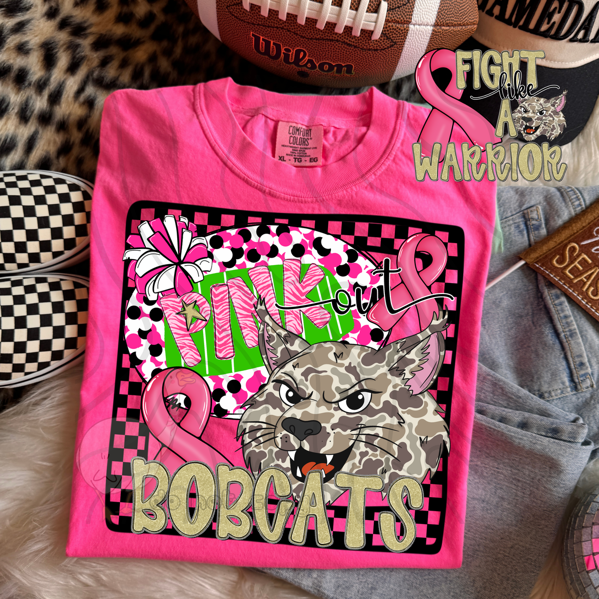 Bobcats pink out camo (DKD) DTF transfer