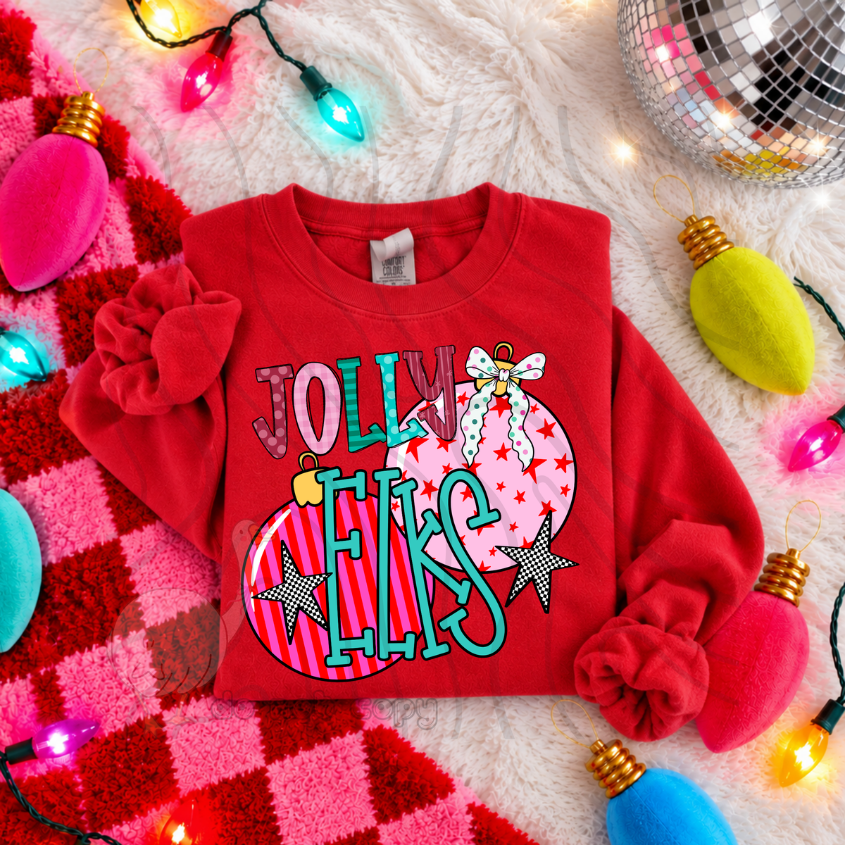 Jolly Elks pink ornaments (DKD) DTF Transfer