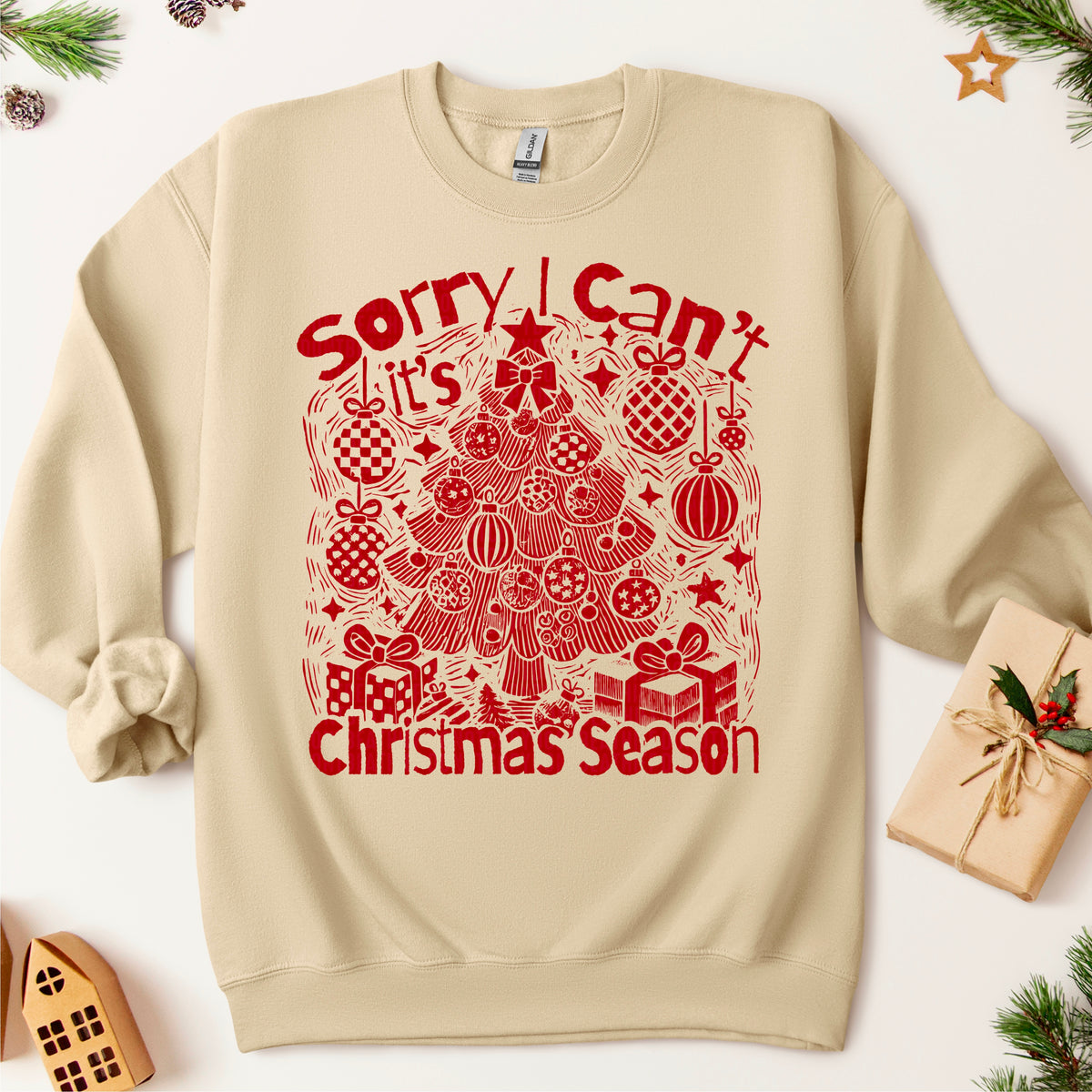 Sorry I Can’t It’s Christmas tree RED 116684 DTF transfer