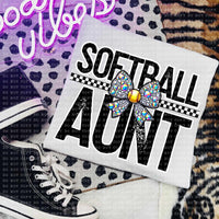 Softball aunt rhinestone bow (ECHT) 58793 DTF transfer