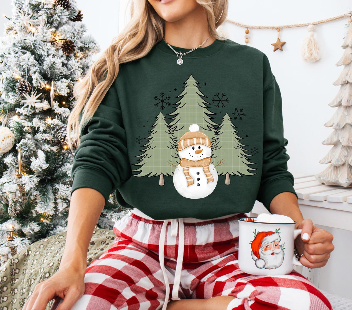 Three Trees With Snowman (Linda) DTF Transfer