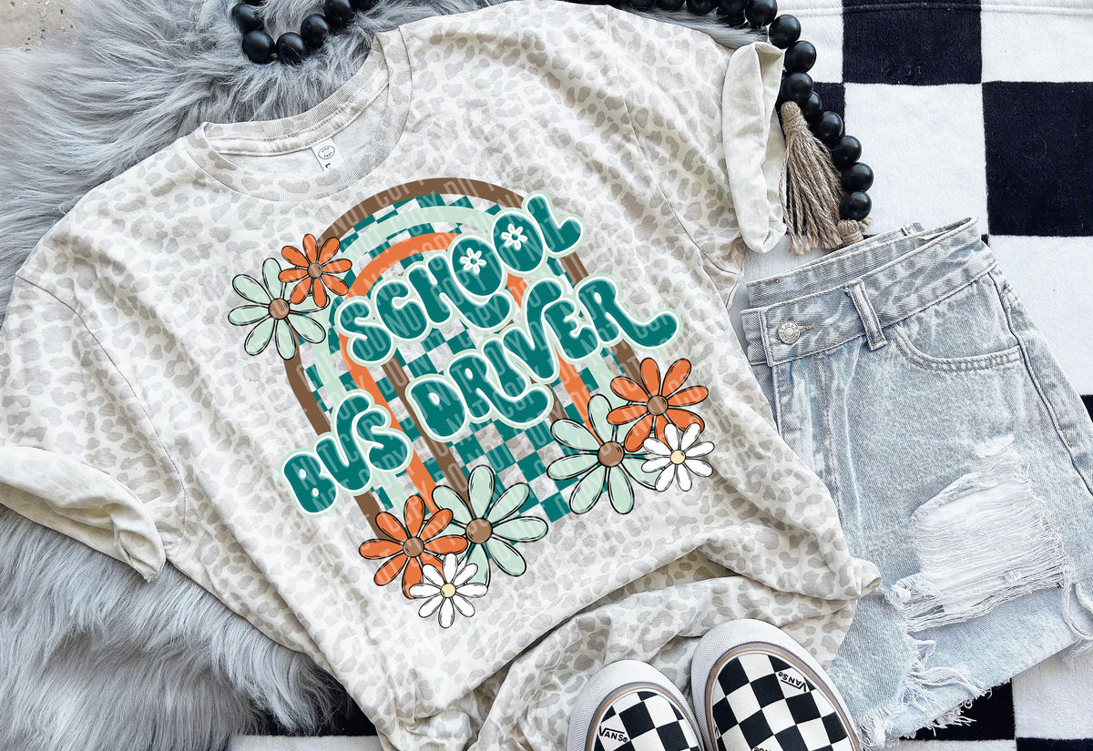 School bus driver Floral Arch 49497 DTF transfers