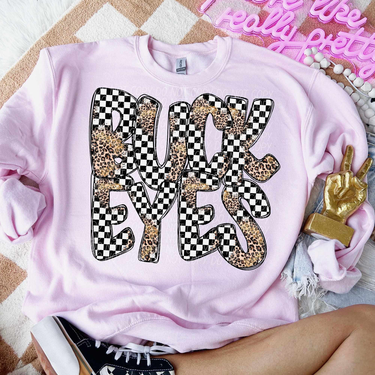 Buckeyes checkered leopard filled (CITY) 53114 DTF transfer