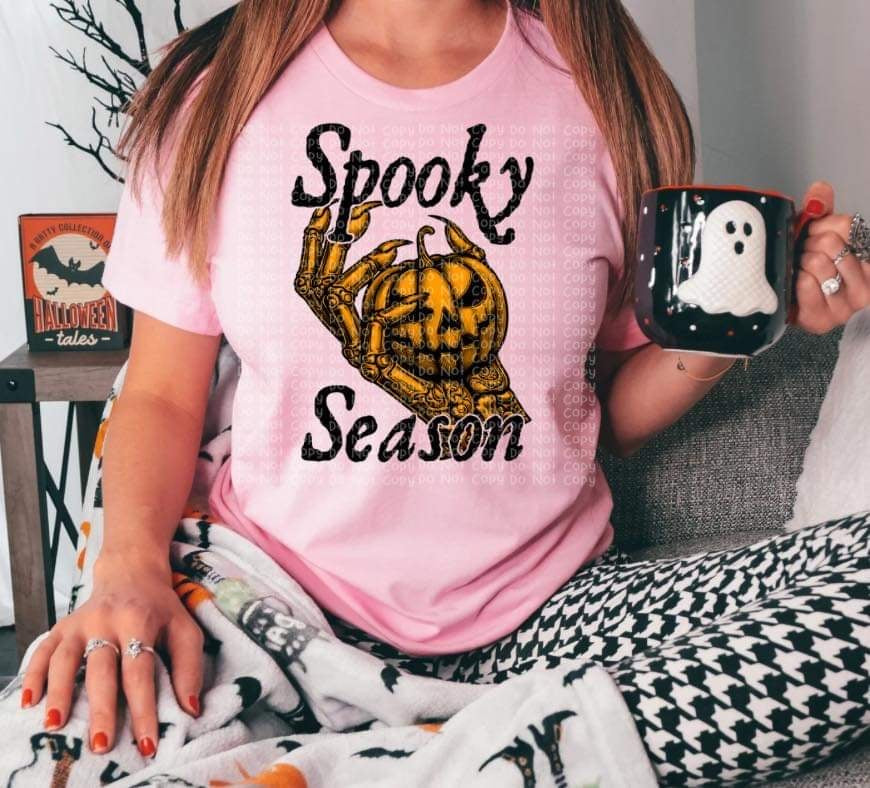Spooky season gold skellie hand (DDD) 55193 DTF transfer