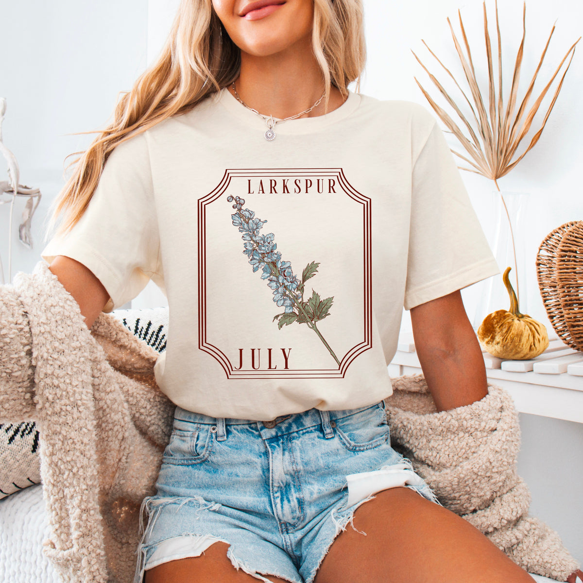 July larkspur birth flower 95085 DTF transfer