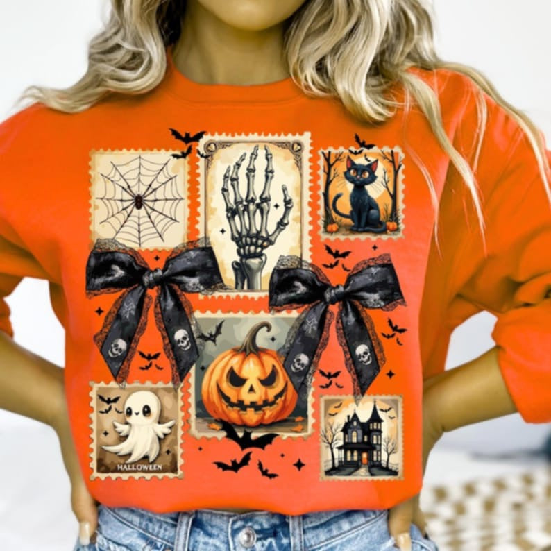 Halloween Stamps with bows DTF transfers