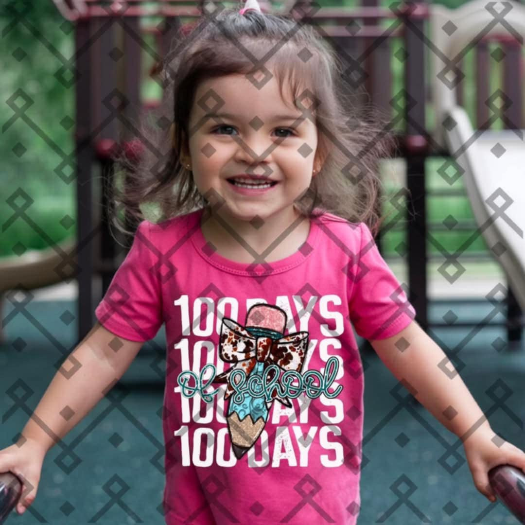 100 days of school blue pencil white font (CRAFTI) 85584 DTF transfer