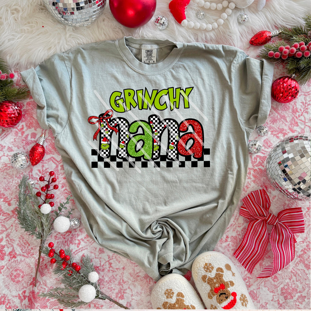 Greeny Nana with bow (green on top) (MZ) 113618 DTF transfer