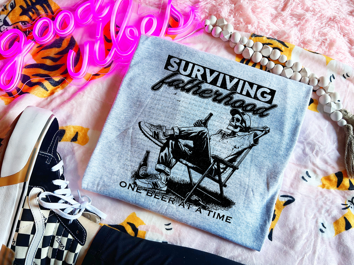 Surviving fatherhood (black and white) 30561 DTF transfer