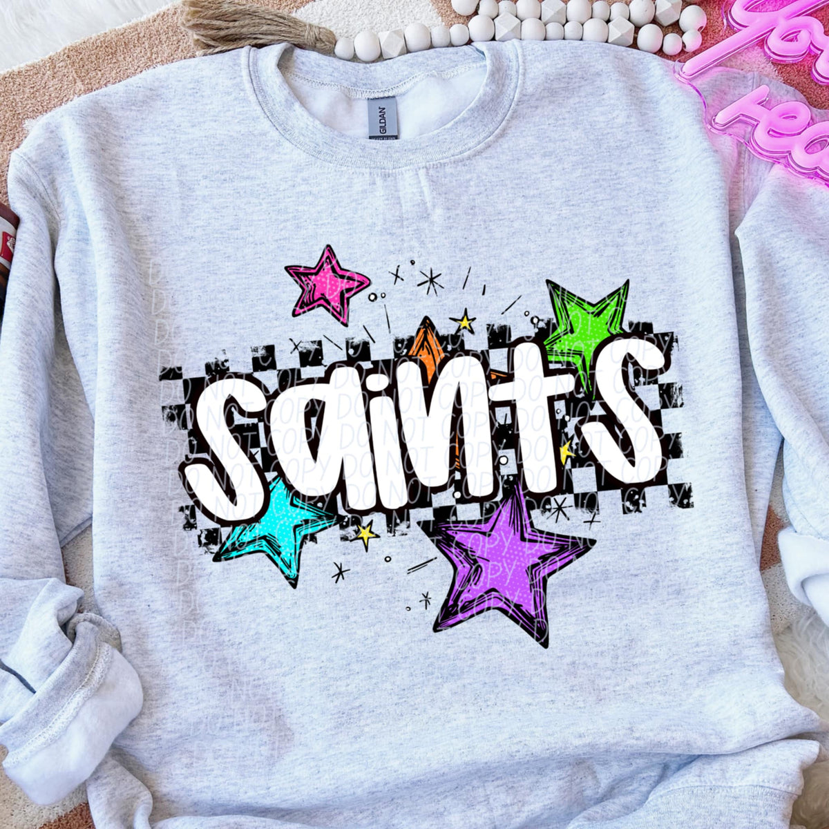 Saints Mascot Rainbow Stars CITY DTF TRANSFER
