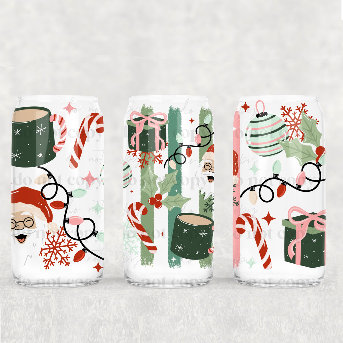 Santa Stripes (lighter skin tone) (CSC) UV DTF Transfer