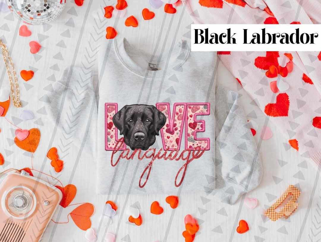 Love language black lab 73970 DTF transfer