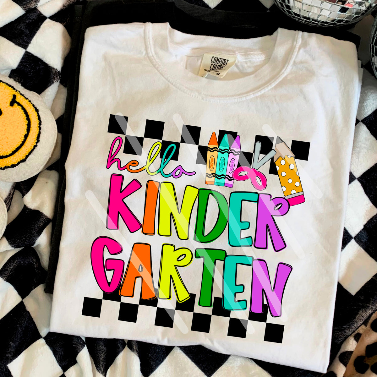 Hello Kindergarten rainbow GIRL with star pencil 110539 DTF transfer