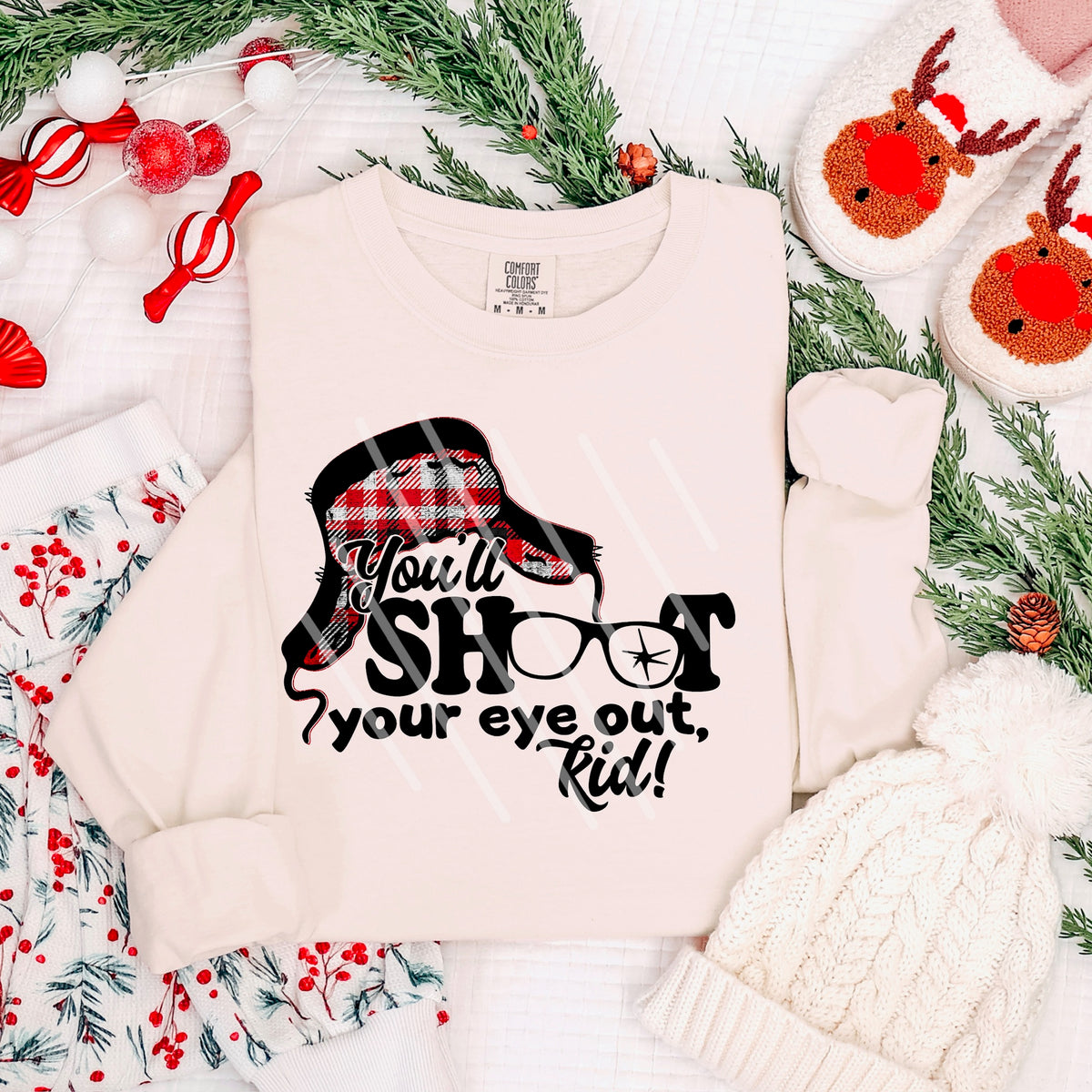 Shoot your eye out glasses and hat 113873 DTF transfer