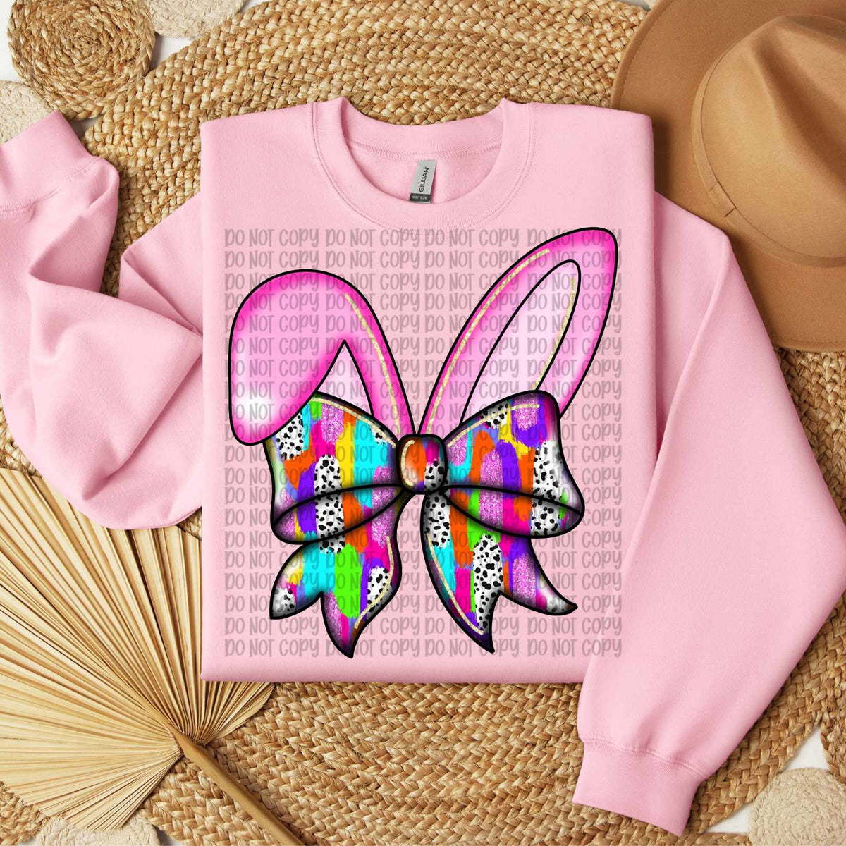 Pink bunny ears brushstroke bow (VP) 80735 DTF transfer