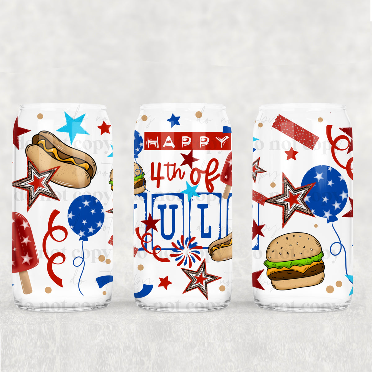 4th of July with hamburger and hot dog (CSC) UV DTF WRAP