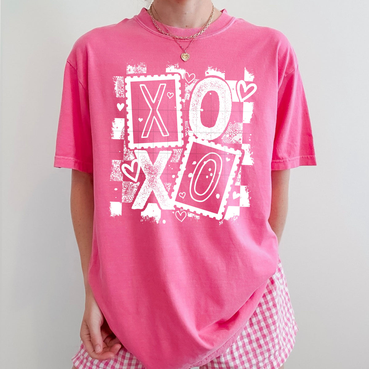 Distressed xoxo stamps WHITE (CSC) DTF transfer