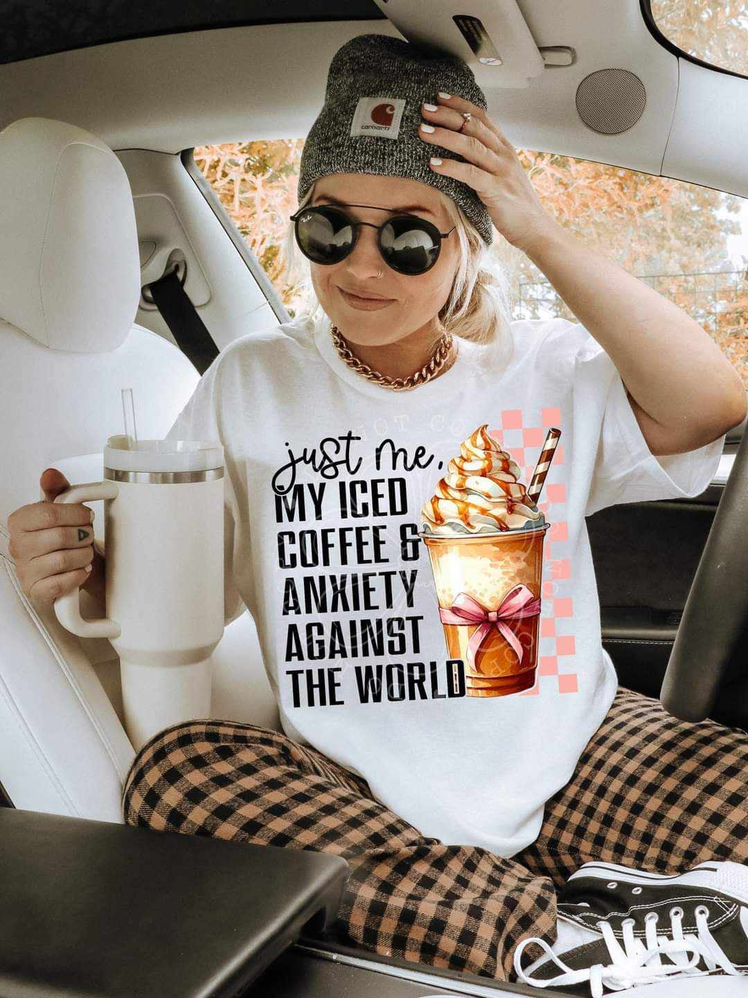 Just me my iced coffee & anxiety against the world (LYTTLE) 55994 DTF transfer