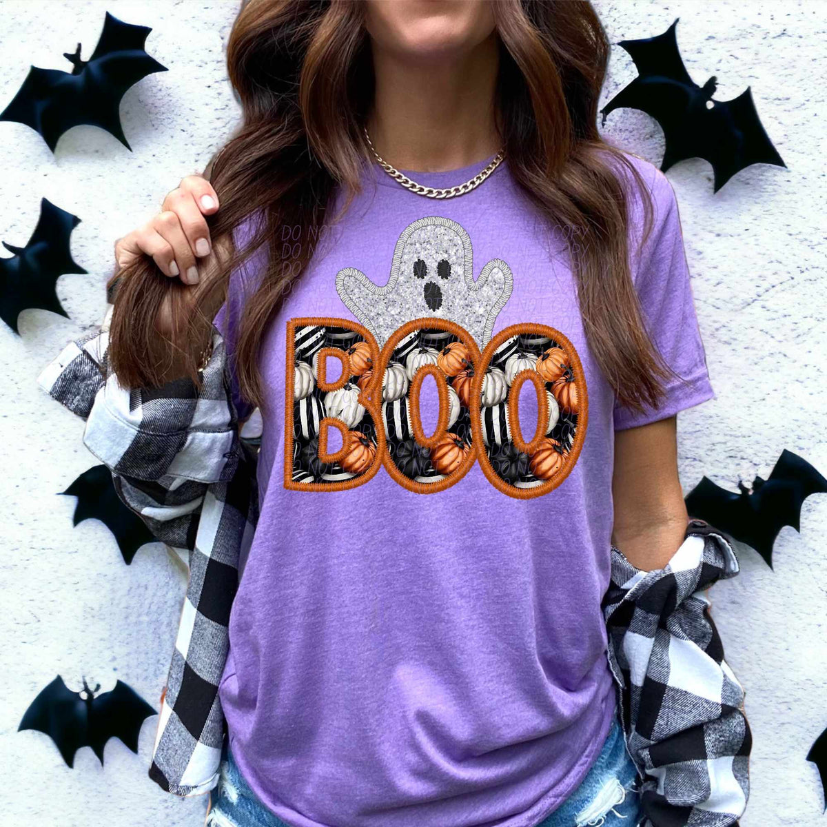 Boo orange outline with ghost (CITY) 55912 DTF transfer