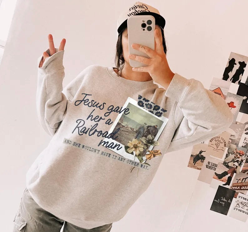 Jesus game her a railroad man 98573 DTF transfer