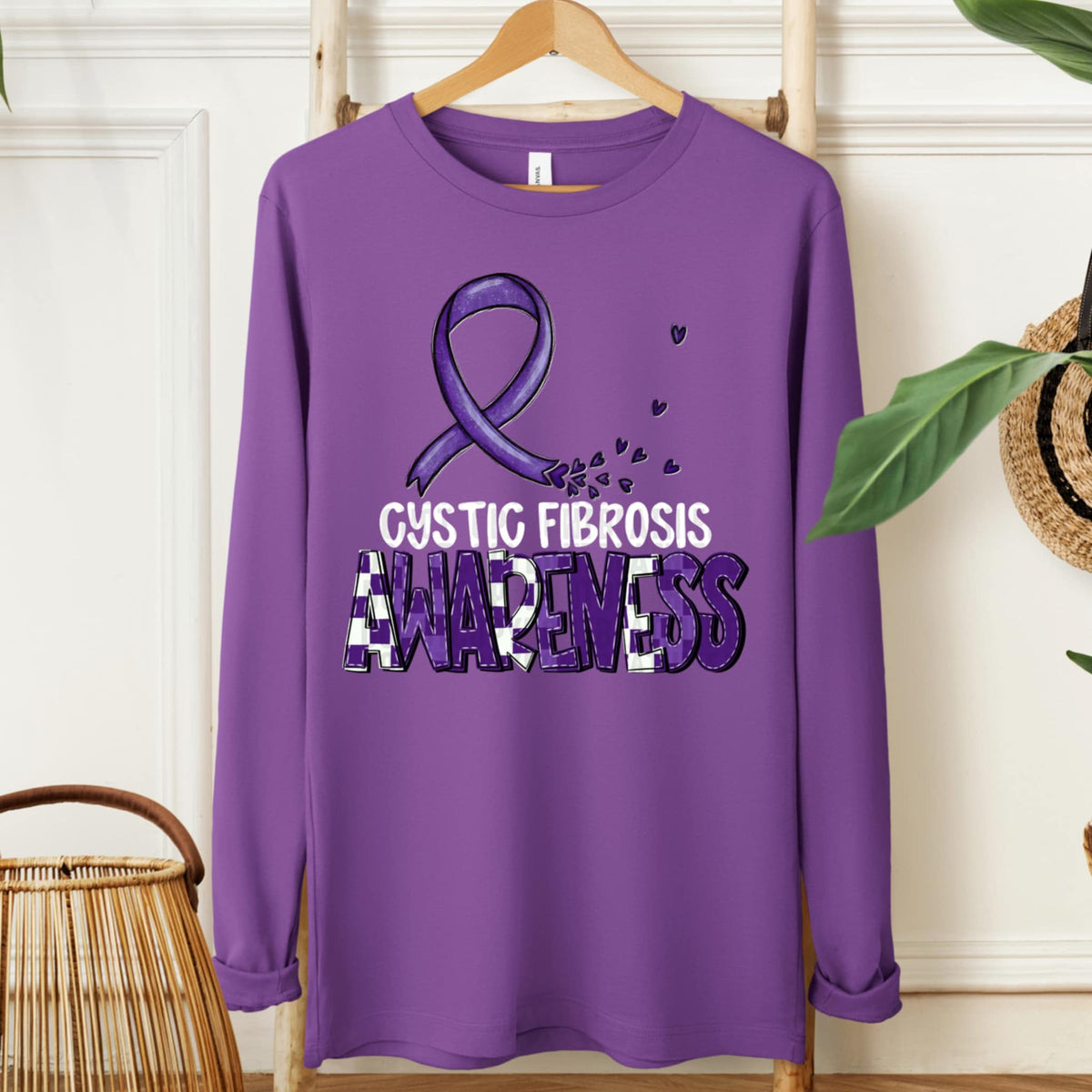 Cystic fibrosis awareness ribbon WHITE FONT (SDD) 107686 DTF transfe