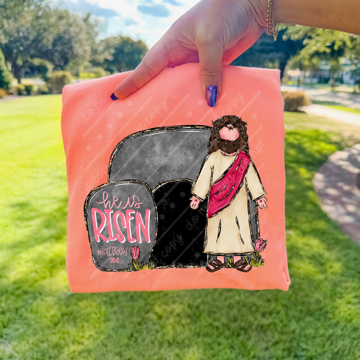 He is risen tomb (lighter skin tone) (OHDD) DTF transfer