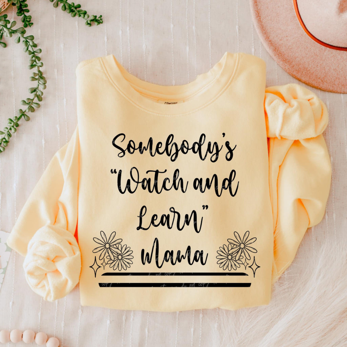 Somebody’s “Watch and learn” mama BLACK (VIRGO) 90797 DTF transfer