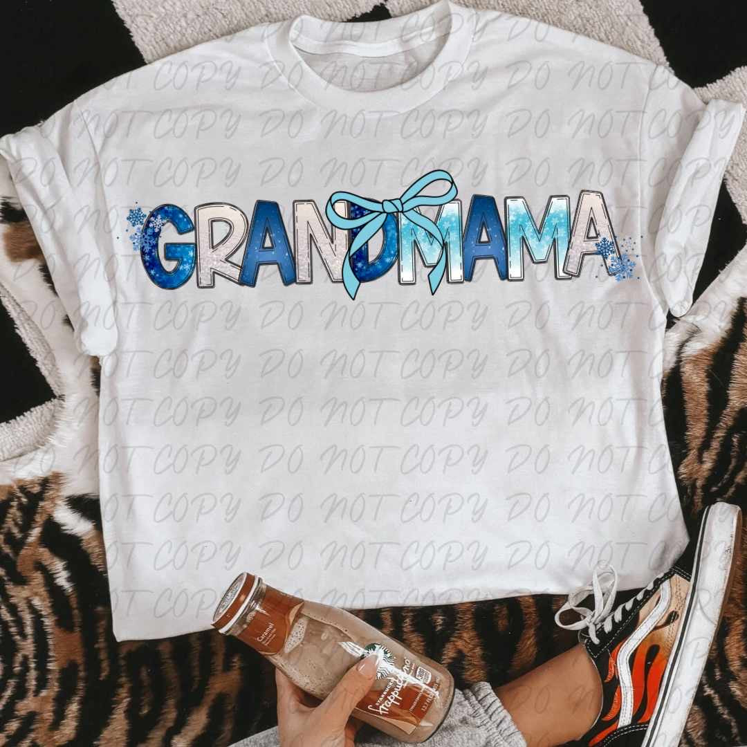Grandmama blue wrapping paper font (VINTAGE) 64133 DTF transfer