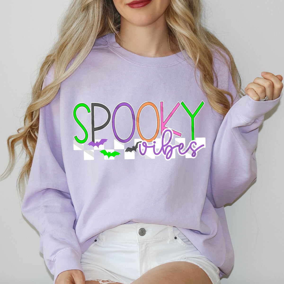 Spooky vibes with white checker 114077 DTF Transfer