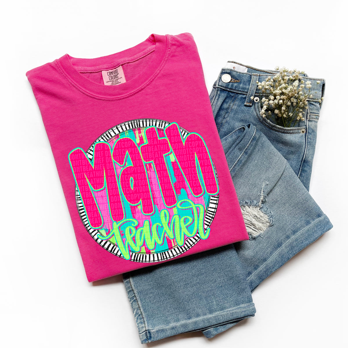 Math teacher pink font circle 106207 DTF transfer