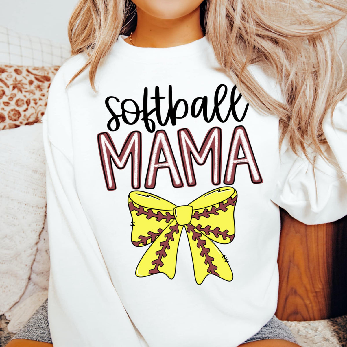 Softball mama bow (CMD) 92206 DTF transfer