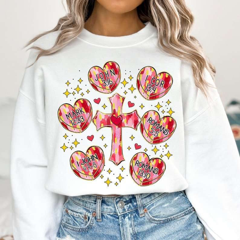 Brushstroke cross and candy hearts 77713 DTF transfer