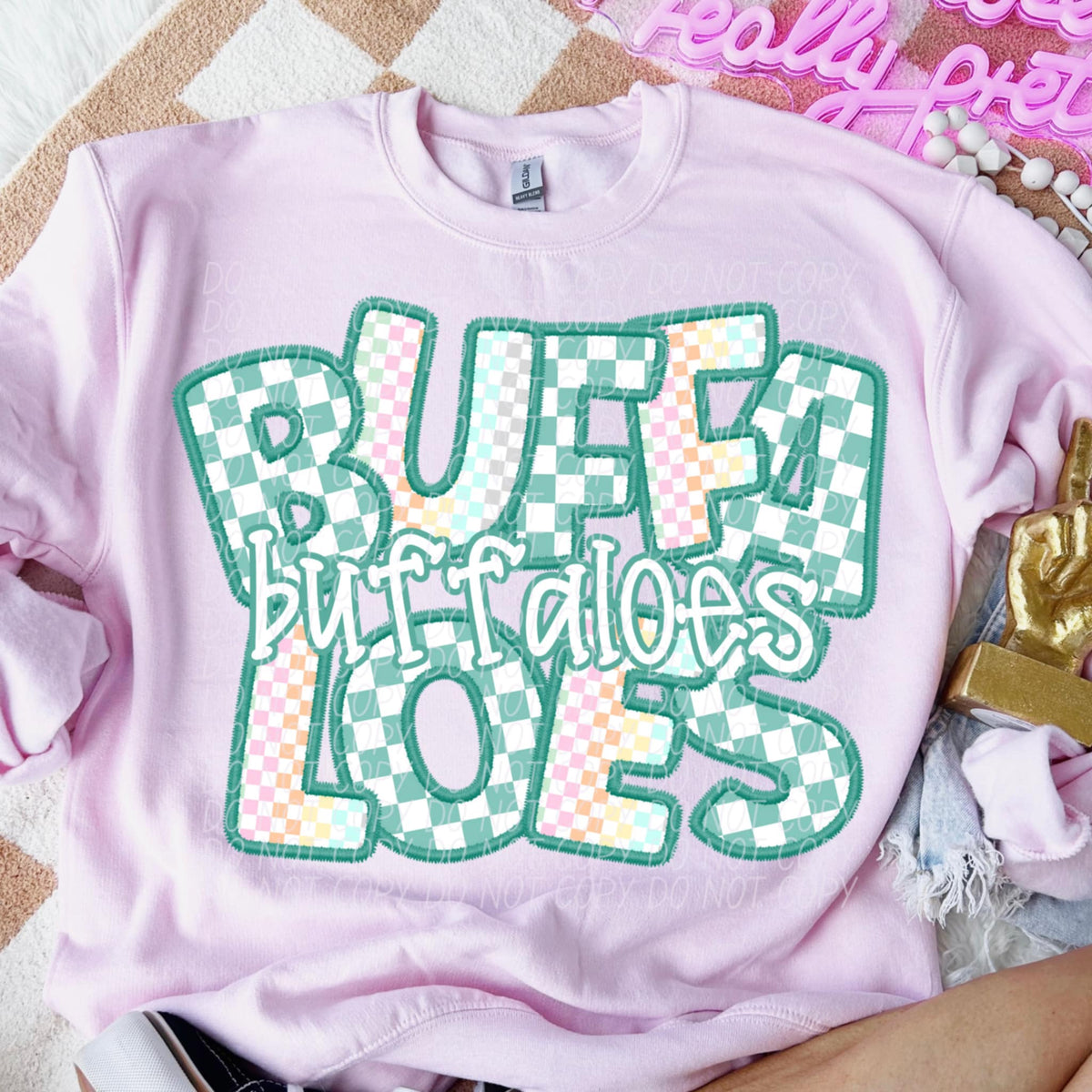 Buffaloes blue and colorful checkered (CITY) 85539 DTF transfer