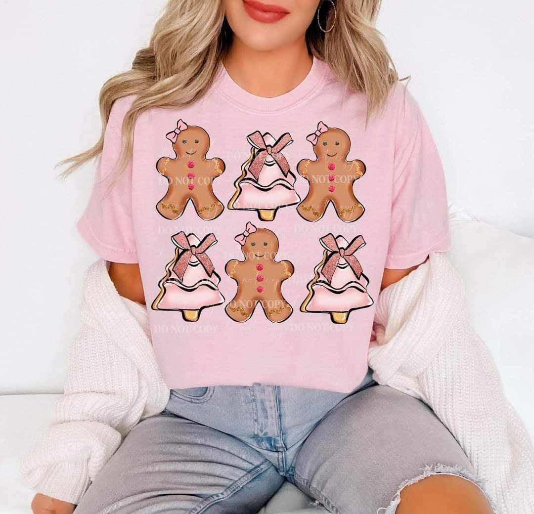 Gingerbread and pink tree collage (LYTTLE) 67875 DTF transfer