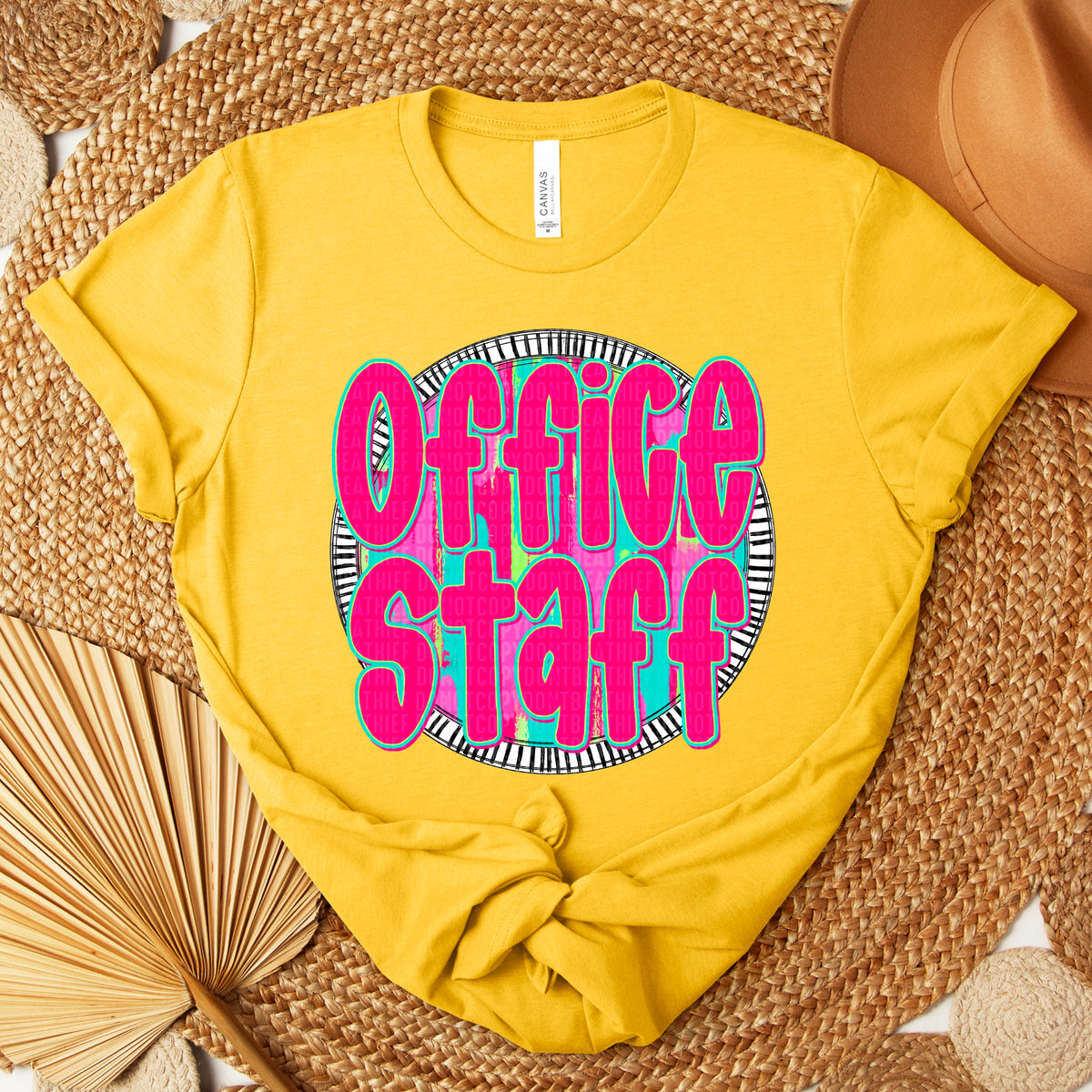 Office staff pink font circle 106163 DTF transfer