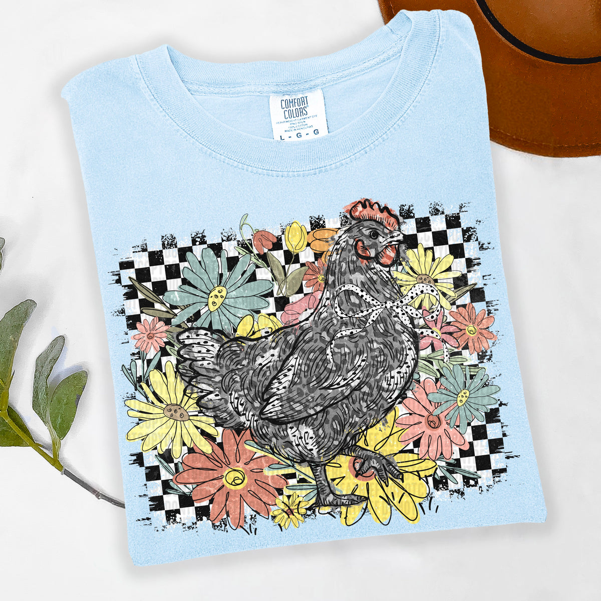 Chicken floral background 100121 DTF transfer