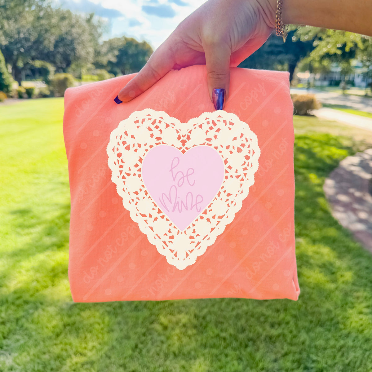 White lace heart DTF transfer