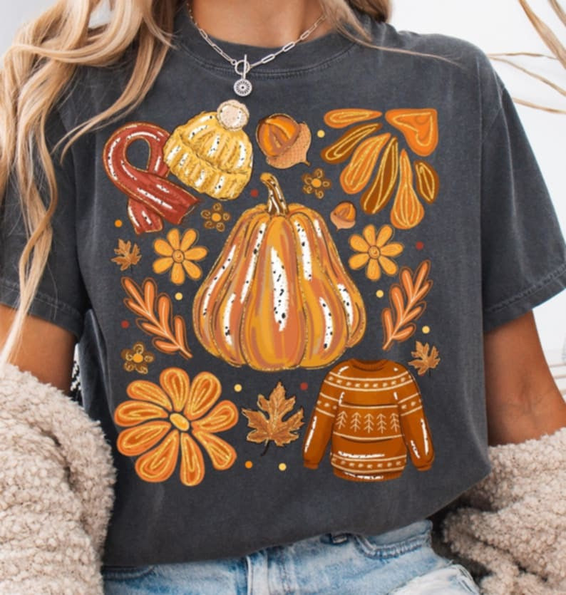 Pumpkin Florals fall DTF transfers
