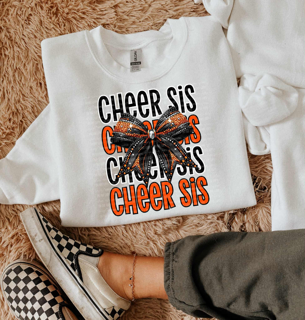 Cheer Sis Bow (orange and black) DTF transfer