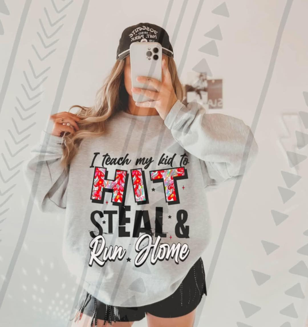 I teach my kid to hit steal & run home baseball (TGG) 92467 DTF transfer