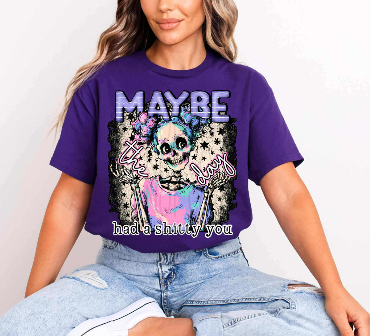 Maybe the day had a shitty for you skeleton (c’s) DTF transfer