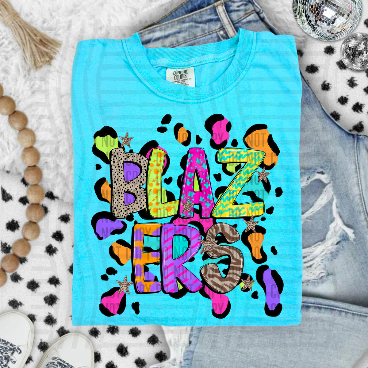 Blazers Funky Mix Up Leopard Mascot (Caplinger) DTF transfer