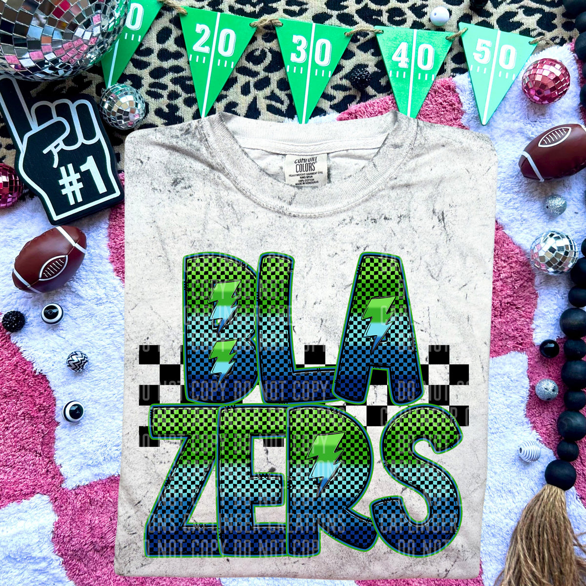 Blazers Blue and Green Checkered (Caplinger) DTF transfer